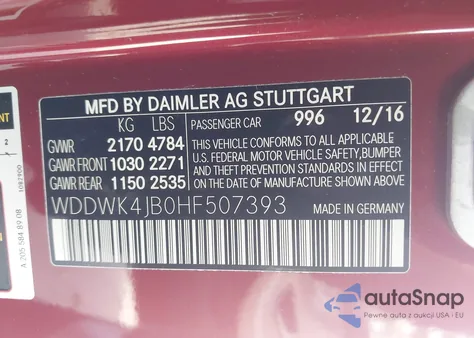 2017 Mercedes-Benz C 300 z USA, uszkodzony, nr VIN WDDWK4JB0HF507393